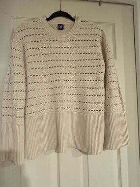 GAP Women's Cream Open-Stitch Crewneck Sweater